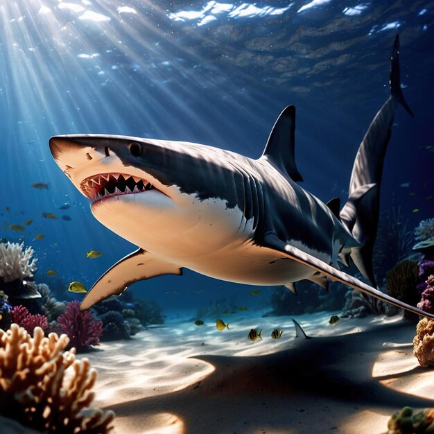 Photo shark wild animal living in nature part of ecosystem