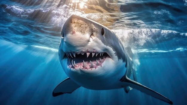 Shark with the big jaw in the sea