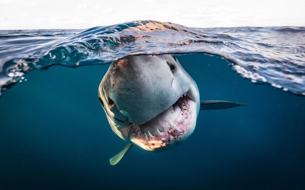 a shark with its mouth open and the mouth open