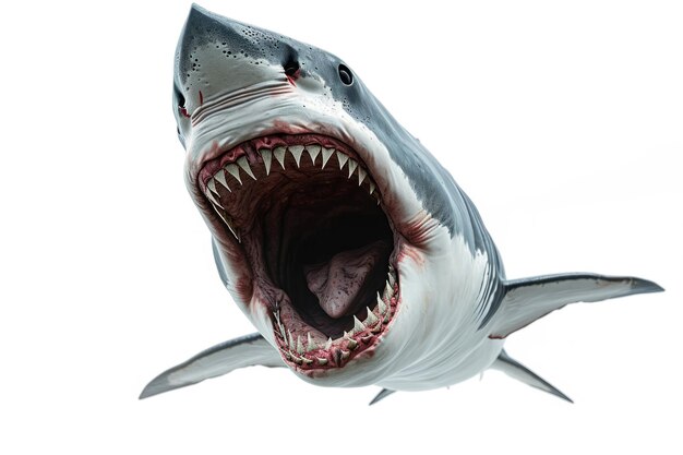 Photo shark with open jaws isolated on transparent background