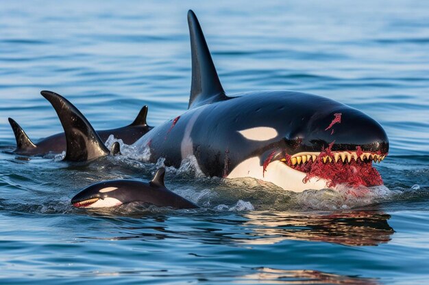 Photo a shark with a shark on its head and a shark in the water