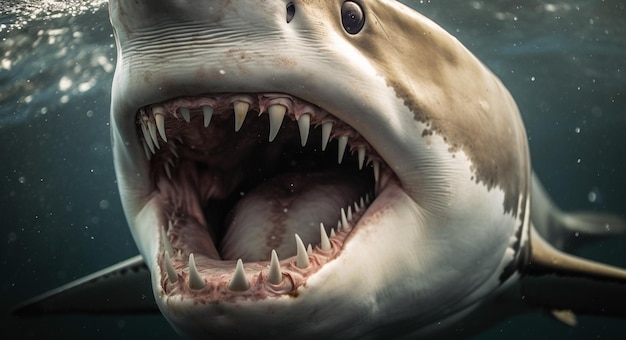 Photo a shark with sharp teeth is shown.