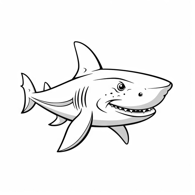 Foto shark zwart-wit kleurboek of kleurpagina voor kinderen