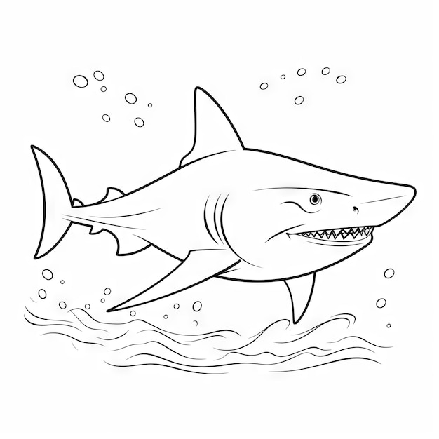 Shark zwart-wit kleurboek of kleurpagina voor kinderen