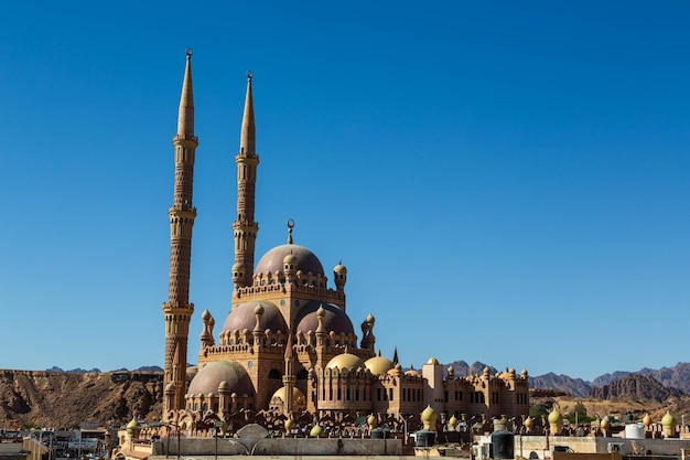 Sharm El Sheikh, Sinai peninsula, Egypt - December 2021 Aerial view of Al Mustafa Mosque in the Old