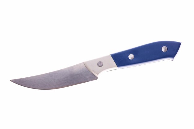 Sharp knife with blue handle