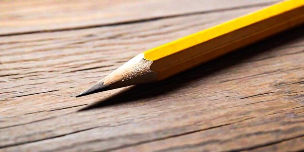 Photo a sharp pencil on wooden table blank paper