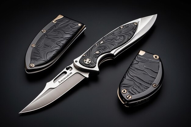 sharp pocketknife on a black background