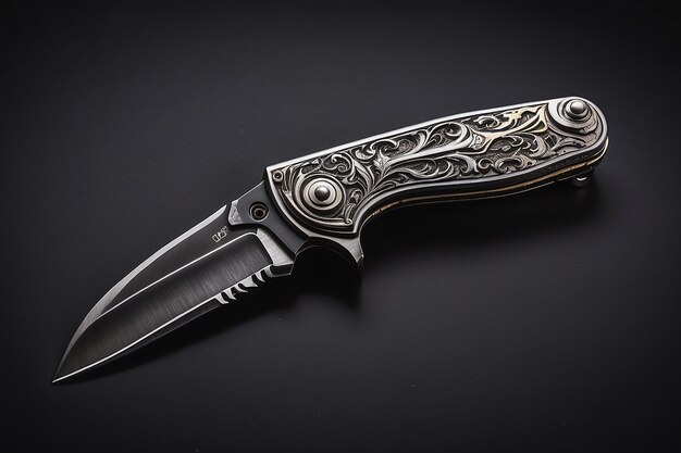 sharp pocketknife on a black background