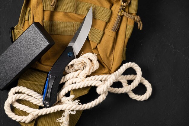 Sharp pocketknife on a black background