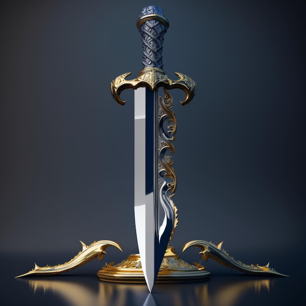 ArtStation - Crossed sharp swords concept with ribbon in vintage