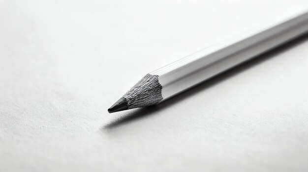 Photo a sharpened black and white pencil rests on a solid white background