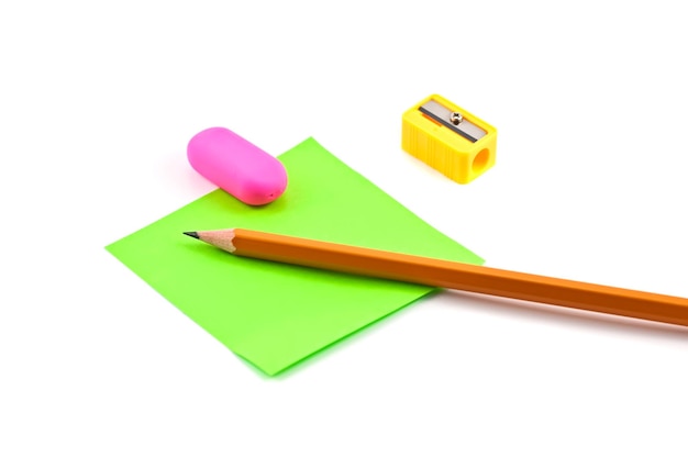 Sharpener and pencil isolated on the white