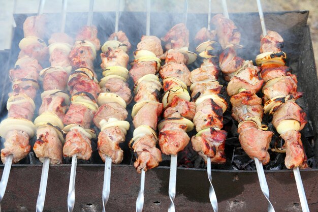 Shashlik 요리 바베큐