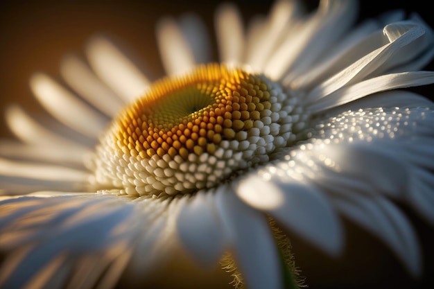 A Shasta Daisy Macro Photo Volumetric Lightin Generative AI