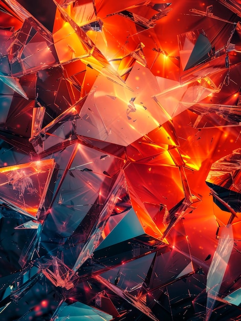 Photo shattered geometric shards bold contrasting colors abstract fragmented design