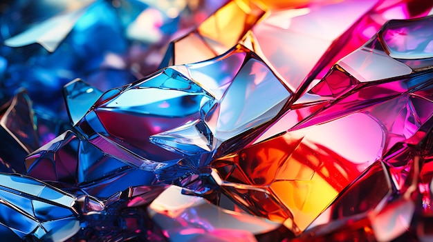 Shattered glass with a spectrum of hues