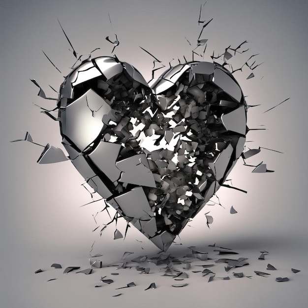 Photo a shattered heart symbol of love lost