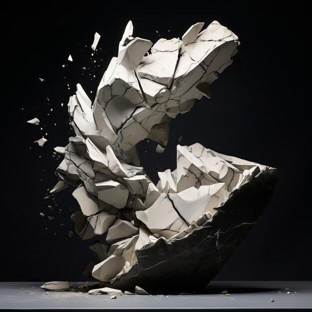 Photo shattered illusions darkly dramatic abstract hyperrealistic marmor sculpture