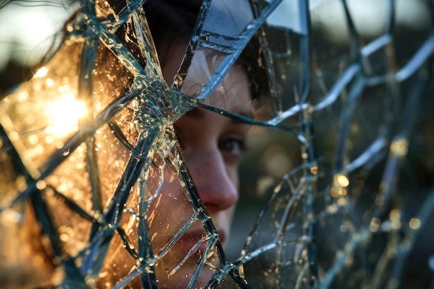 Foto uno specchio frantumato che riflette le emozioni frammentate di qualcuno che sente il pungiglione di un trattamento ingiusto