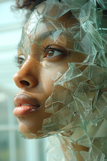 Shattered Reflection Abstract Portrait of a Woman