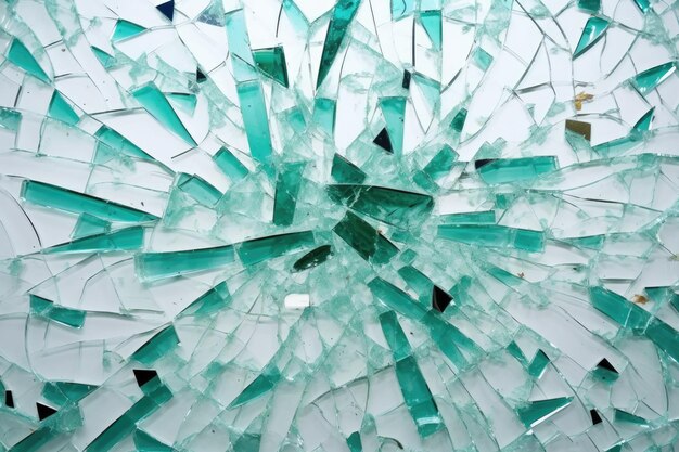 Photo shattered shower door glass against a white wall