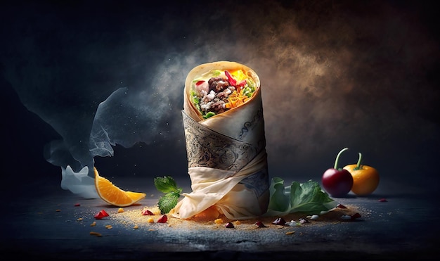 Shawarma on dark background