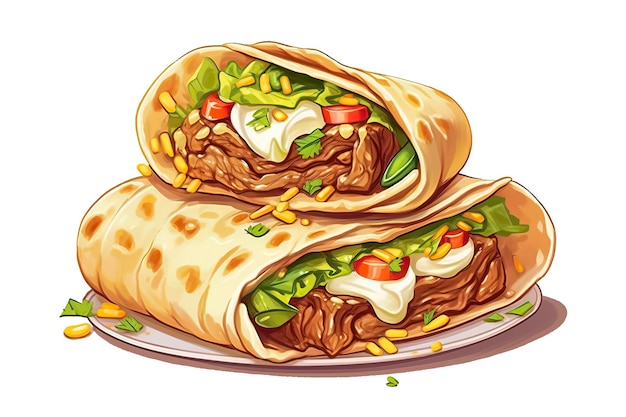 Shawarma illustration Food illustration Generative AI