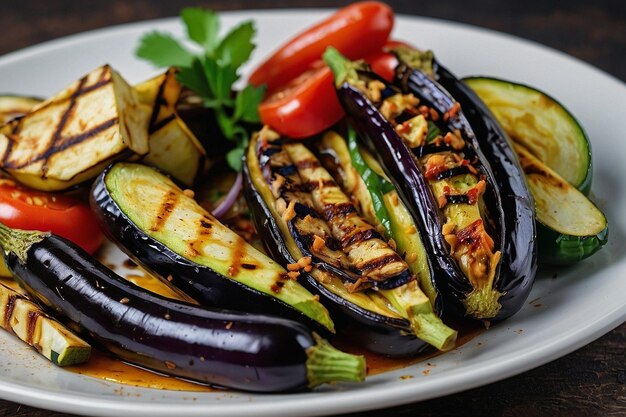 Photo shawarma plate with grilled eggplant and zucchini