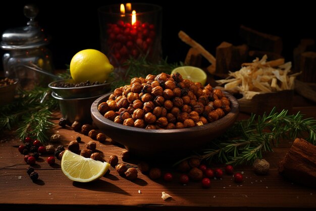 Foto chickpeas arrosto con spezie shawarma