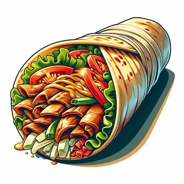Foto il design dell'illustrazione del cibo tipico dell'arabia saudita shawarma