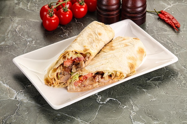 Shawarma with grilled chicken meat