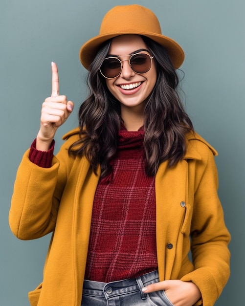 She made a right choice Beautiful young woman in sunglasses showing her thumb up and Generative AI