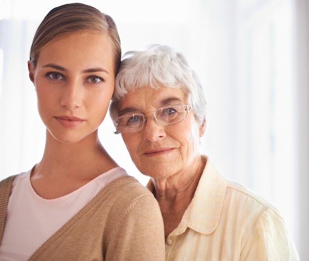 She taught me to be a strong woman Portrait of a young woman and her senior mother bonding