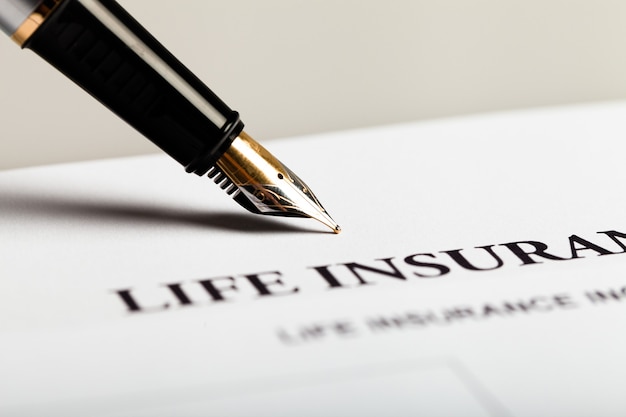 Sheaffer Fountain Pen and Document of Life Insurance - Close Up