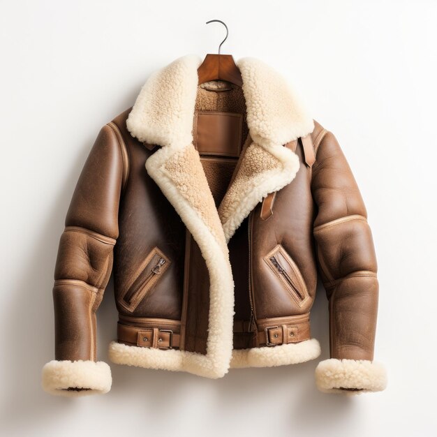 shearling jacket on white background