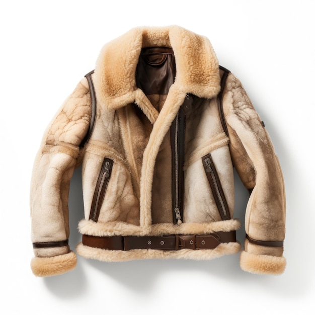 shearling jacket on white background