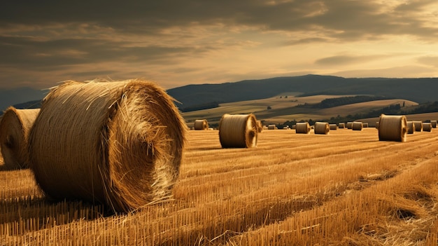 Sheaves of hay on the field