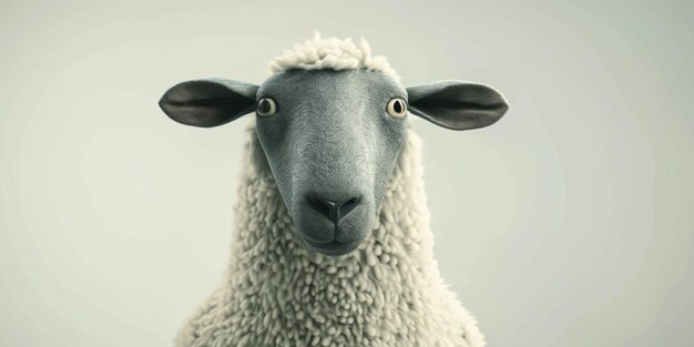 Photo sheep 3d portrait generative ai