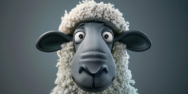 Photo sheep 3d portrait generative ai