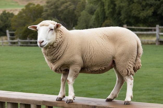 Photo a sheep on the deck of a country house gisborne new zealand