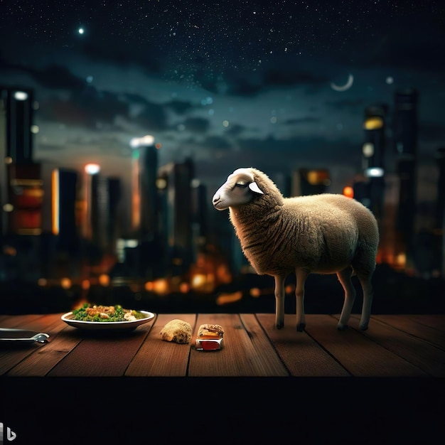 Sheep eating dinner