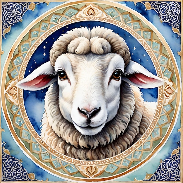 羊のイード・アル・アダイのイラスト
