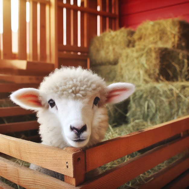農場の動物の背景にある羊