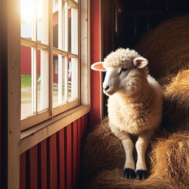 sheep in a farm animal background