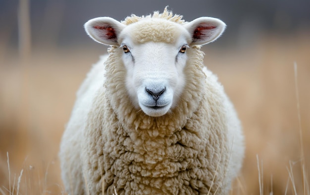 Sheep in the farm close up face Generative AI