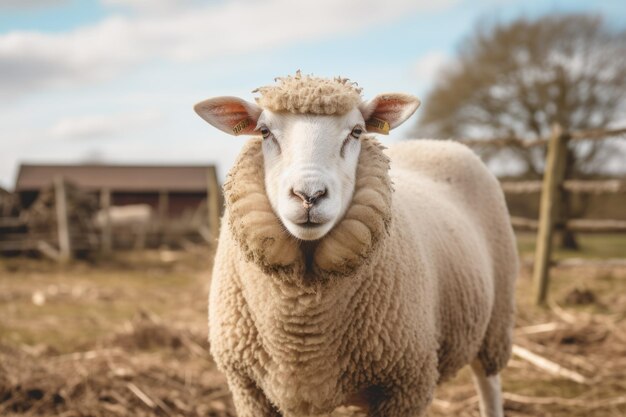 A Sheep on a farm