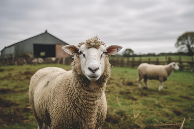 A Sheep on a farm