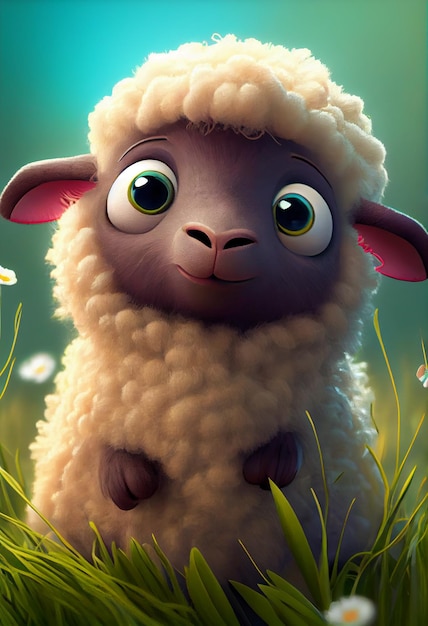 A sheep in a field of grass