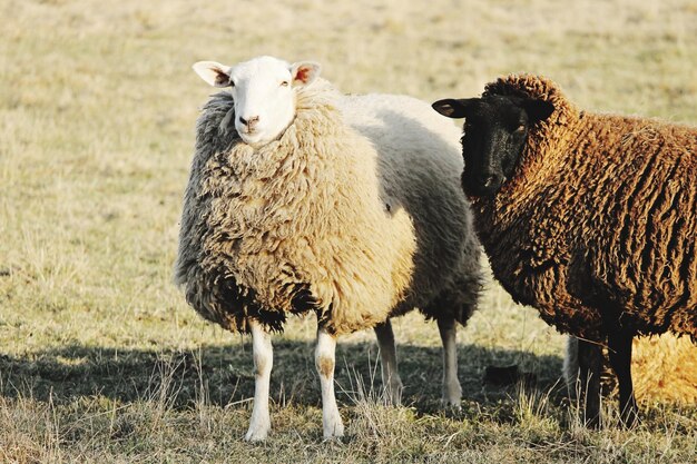 Photo sheep on field